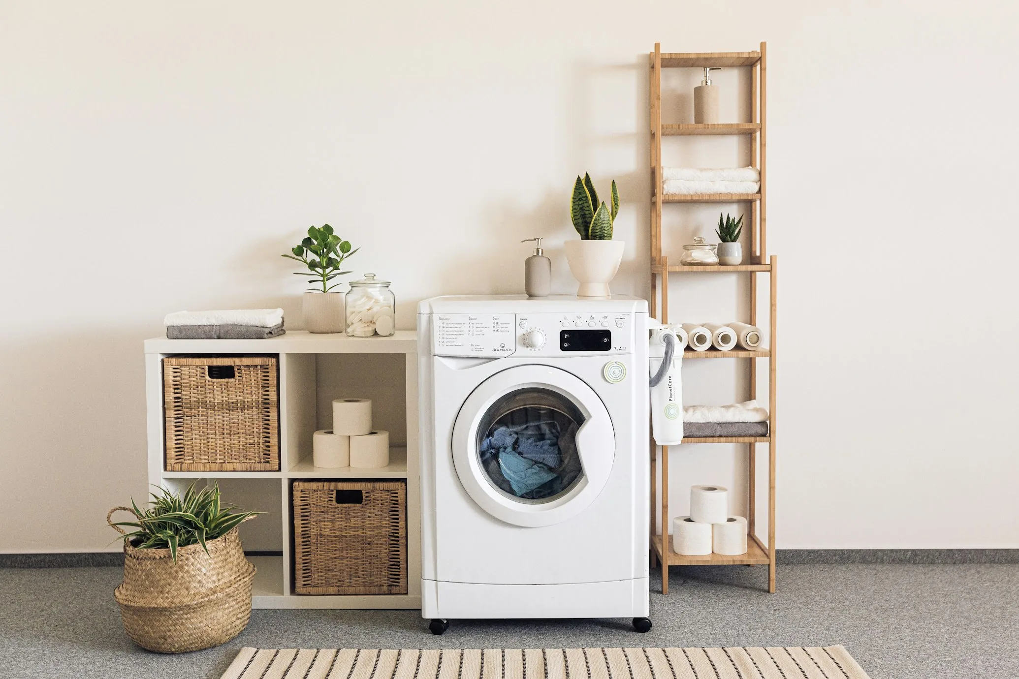 Technician repairing washer